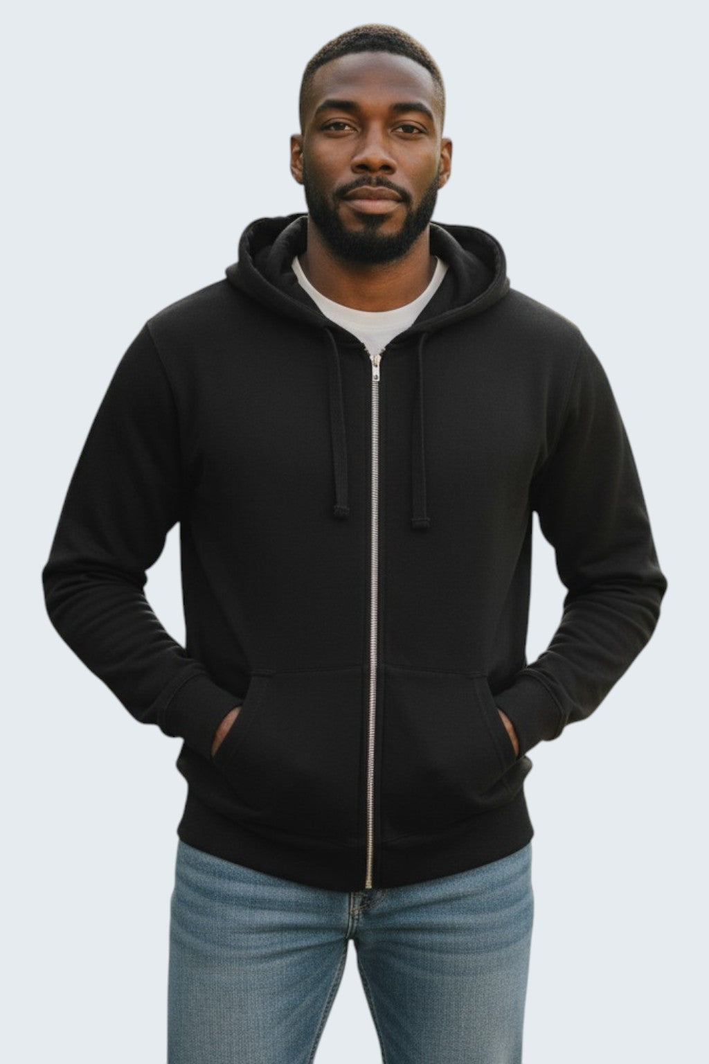 Black Full Zipper Heavy Blend Hooded Sweatshirt
