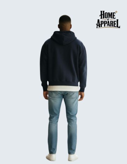 13.5oz Black Sun-Faded Oversized Hoodie – Vintage Cotton Fleece & Full Zipper