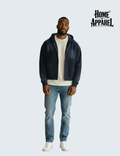 13.5oz Black Sun-Faded Oversized Hoodie – Vintage Cotton Fleece & Full Zipper