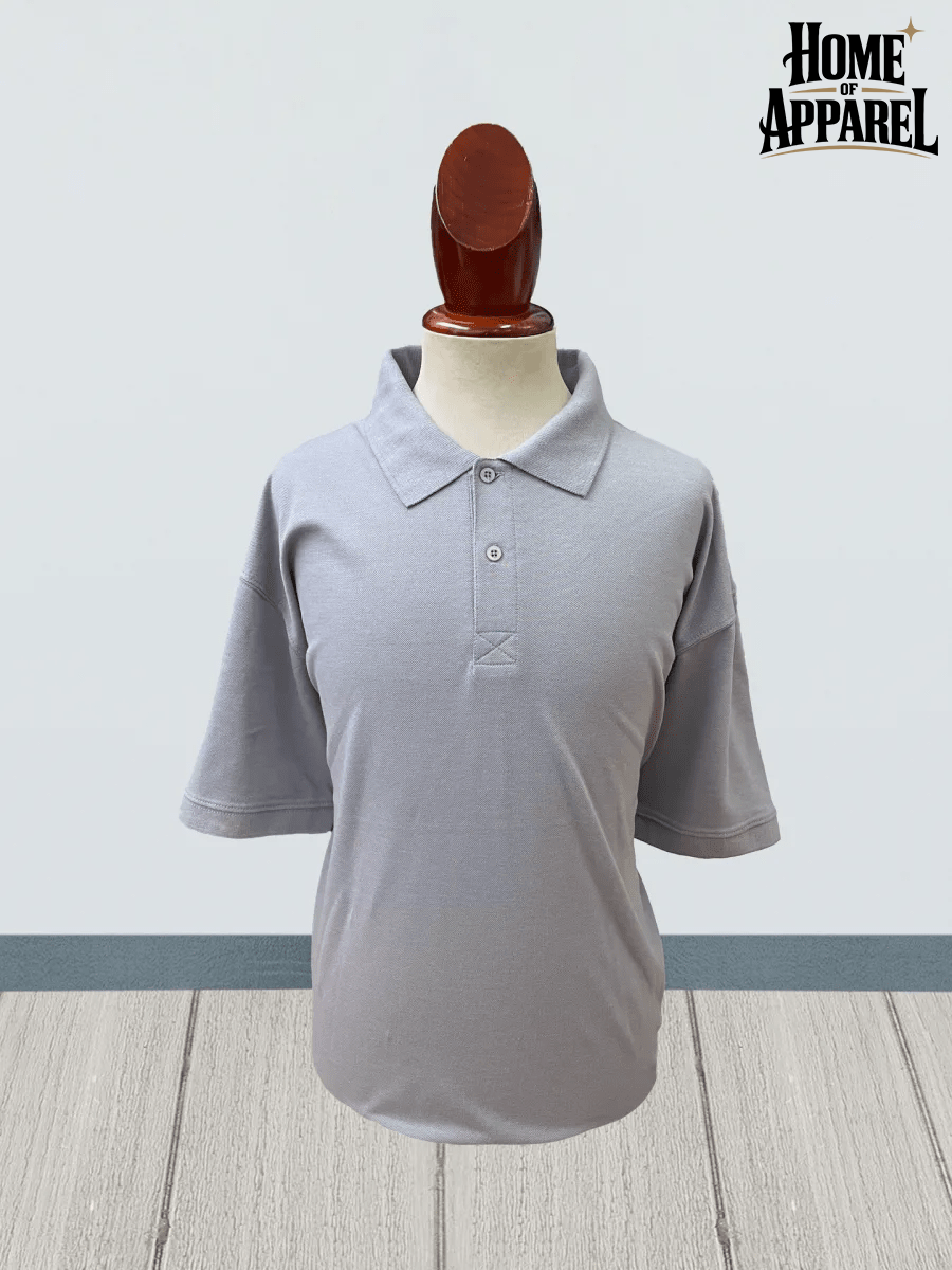 Ice grey Polo shirt double-stitched shoulder detail