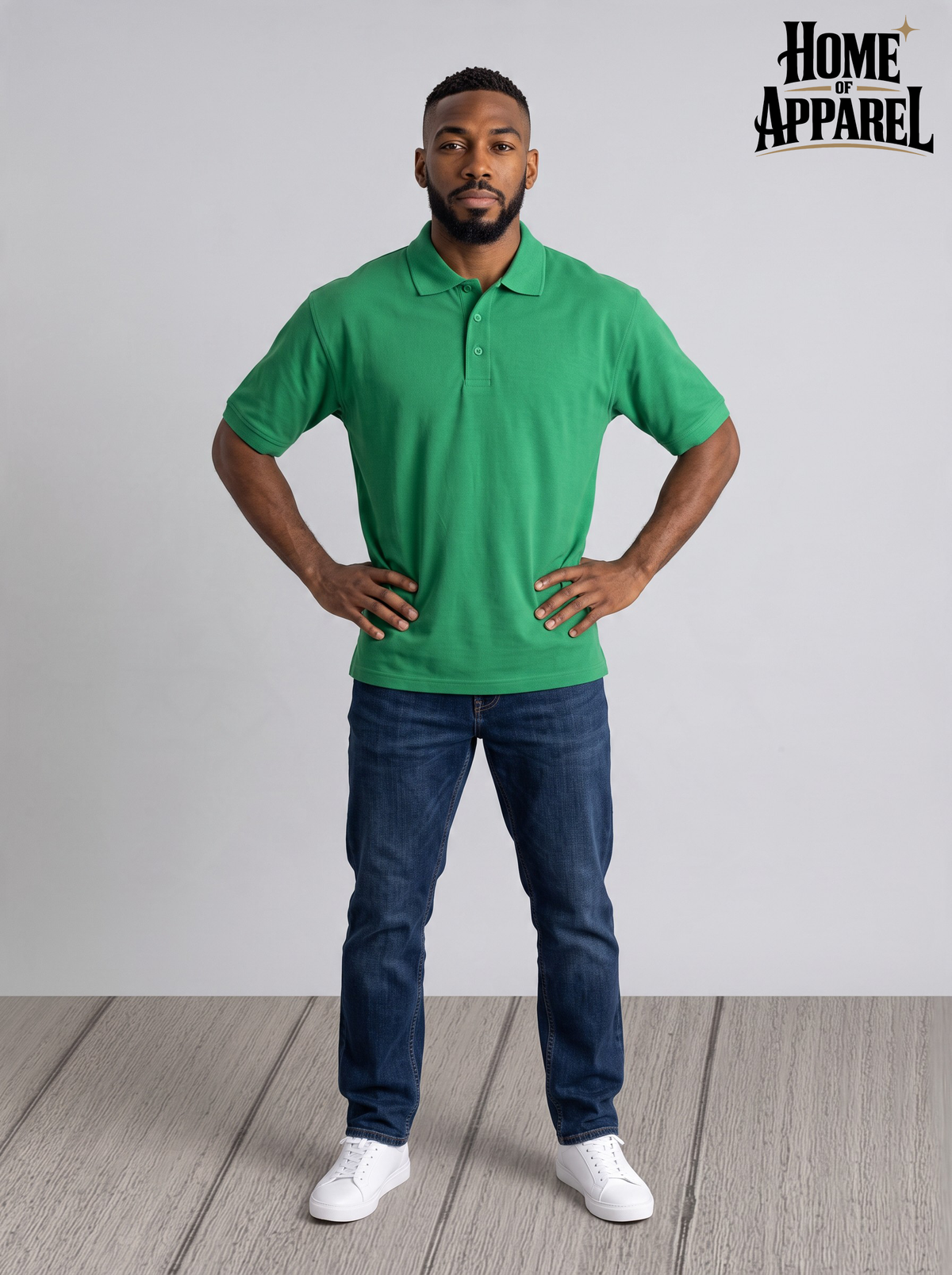 Custom branding Kelly green pique polo shirt