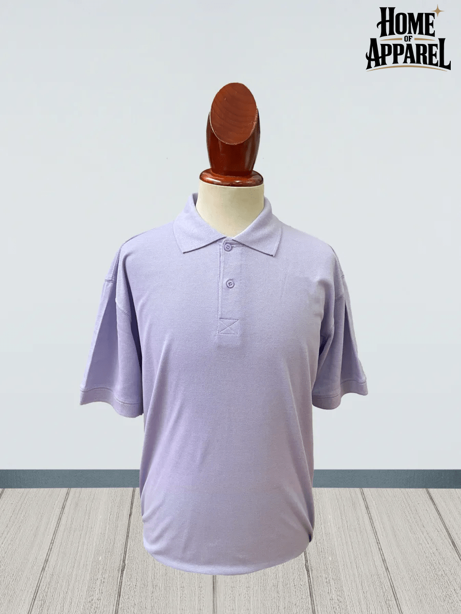 Two-button lilac pique polo shirt placket