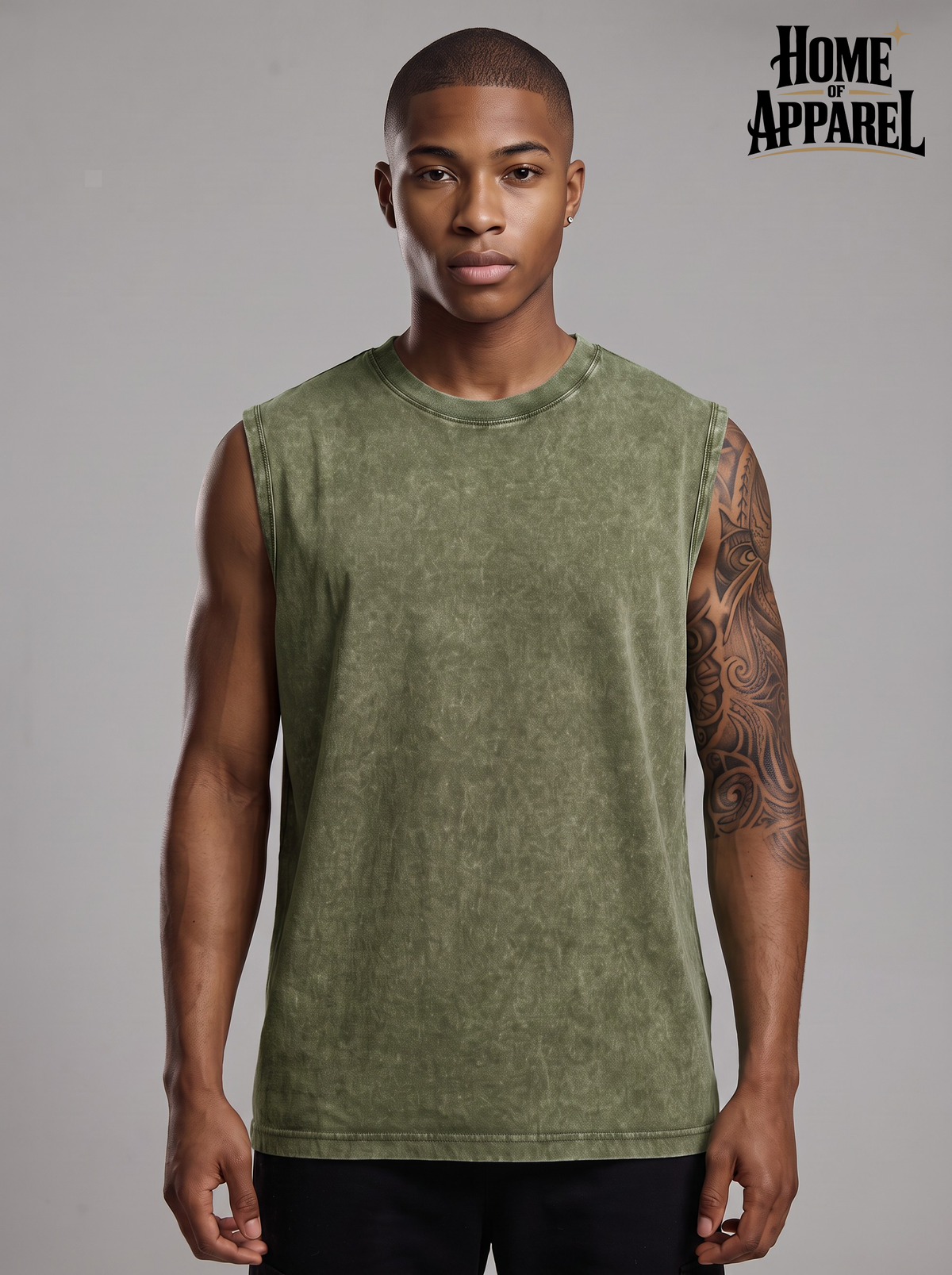 7.4oz Men’s Vintage Washed Sleeveless Tank Top – 100% Cotton Gym & Casual Vest