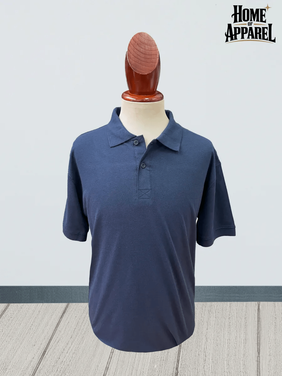 Navy blue Polo shirt double-stitched shoulder detail