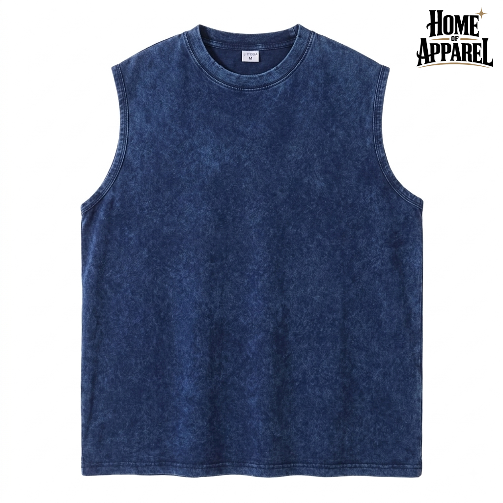 7.4oz Men’s Vintage Washed Sleeveless Tank Top – 100% Cotton Gym & Casual Vest