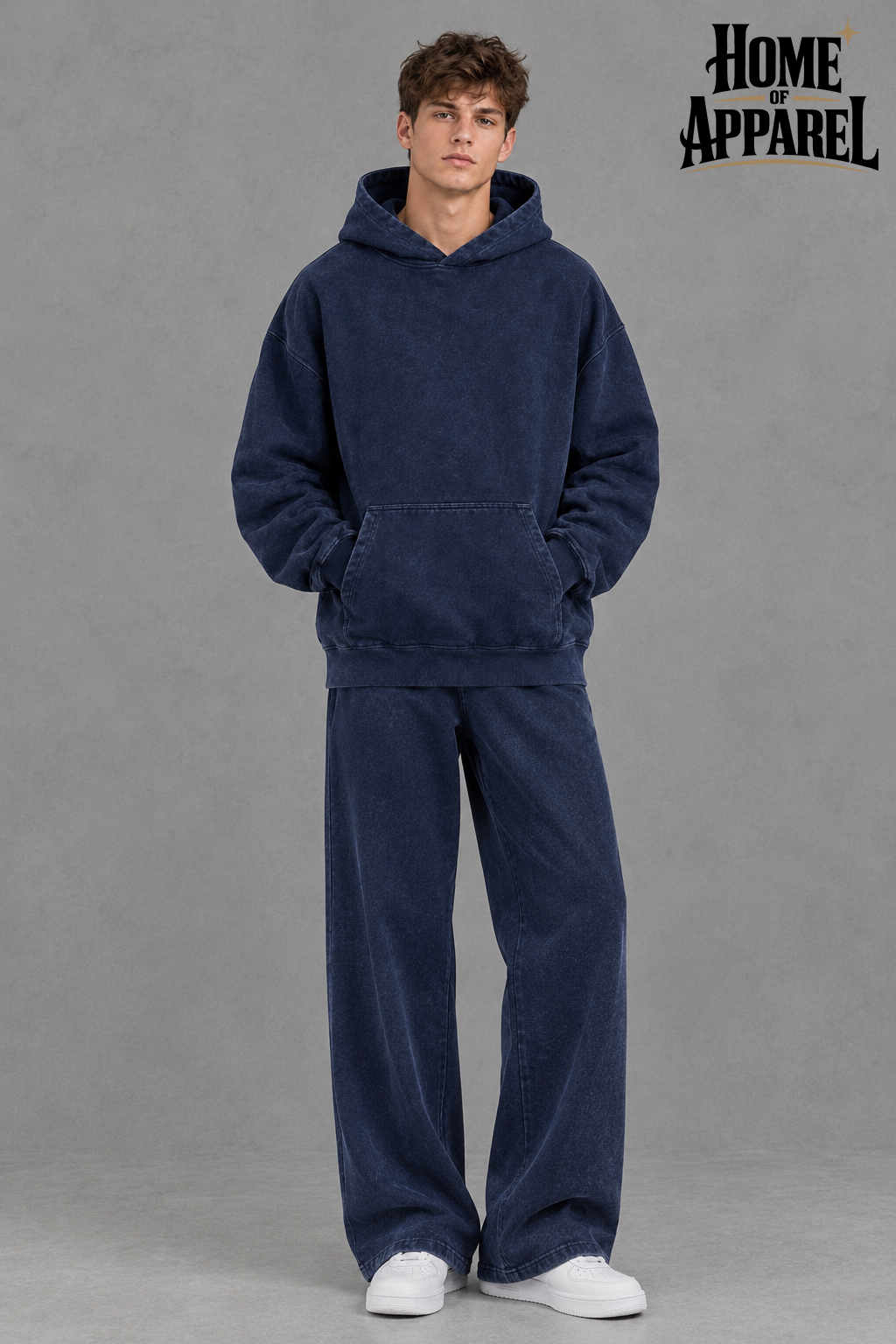 Unisex Vintage Washed Oversized Pullover Hoodie & Sweat Pants Set