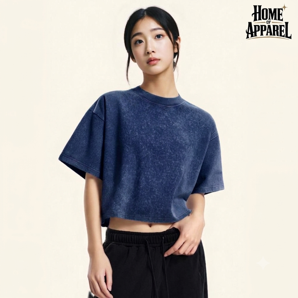 Women's oversized 100% cotton vintage washed crop top, image 10