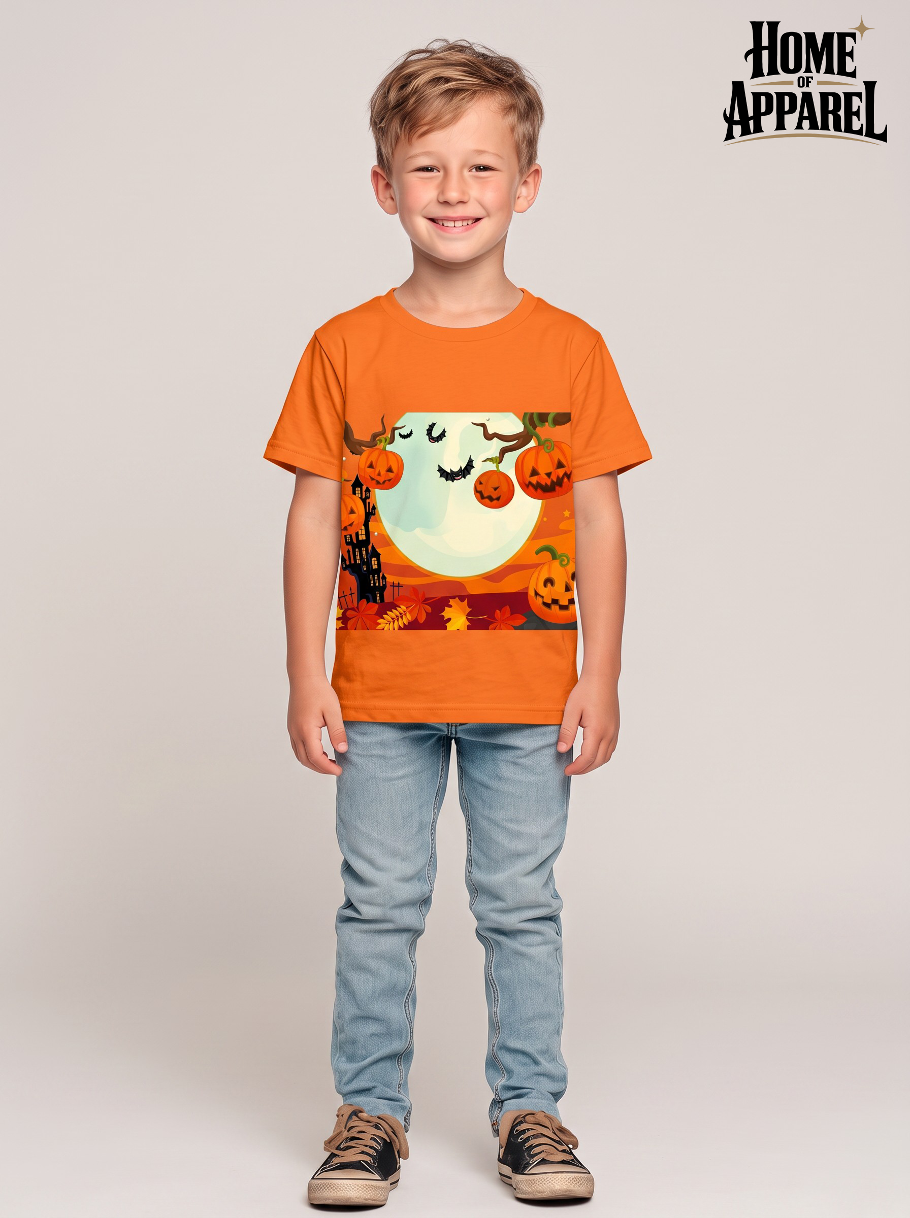 Halloween Youth Unisex T-Shirt – 100% Cotton Graphic Tee | Soft & Comfortable