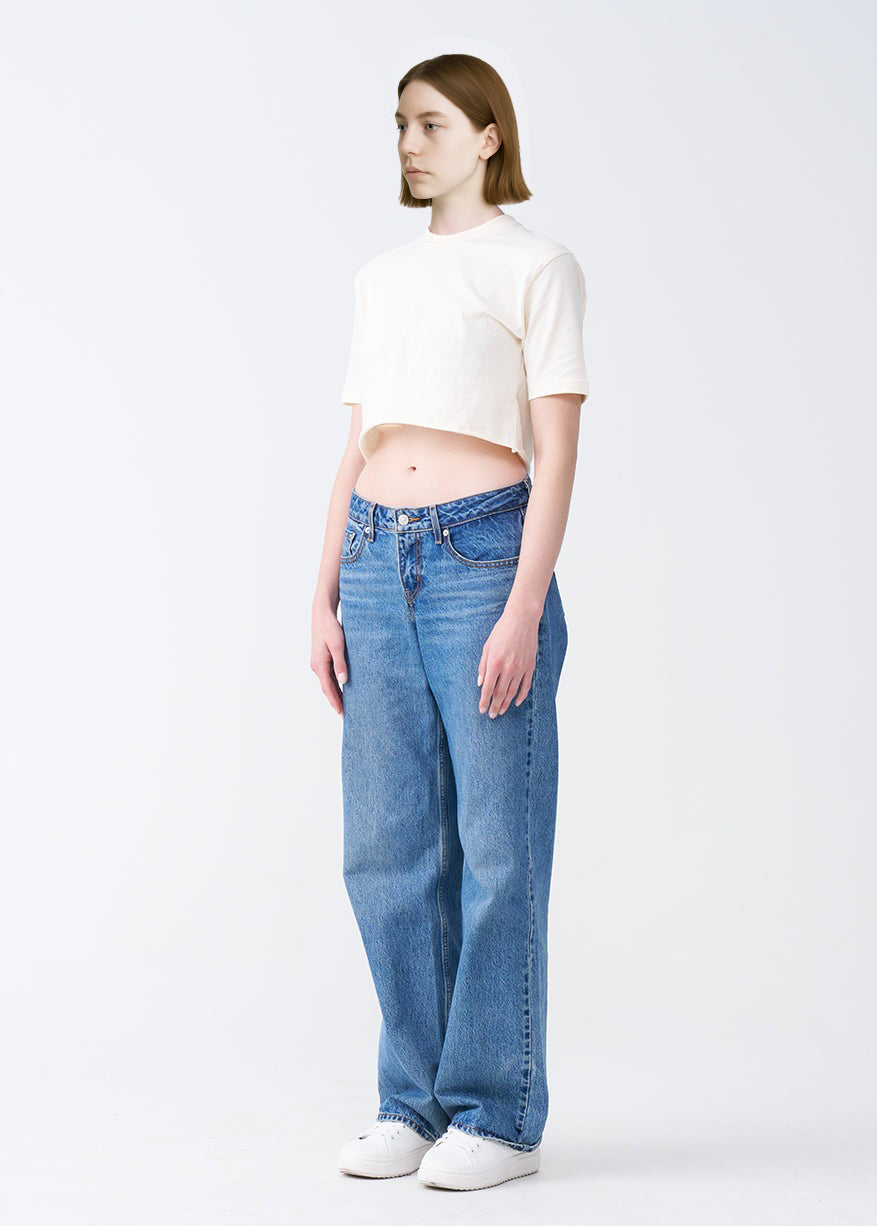Yellow Combed Cotton Crop Top T-Shirt