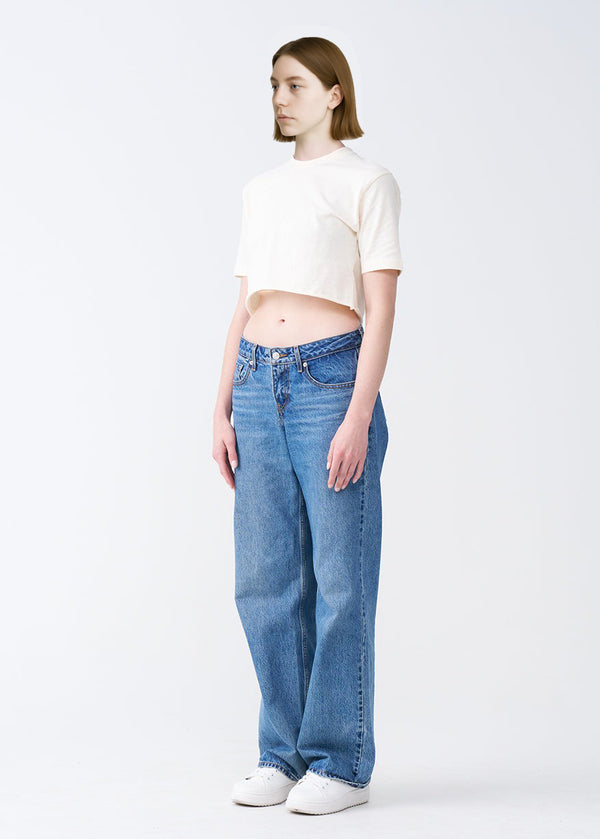 Off-White Combed Cotton Crop Top T-Shirt