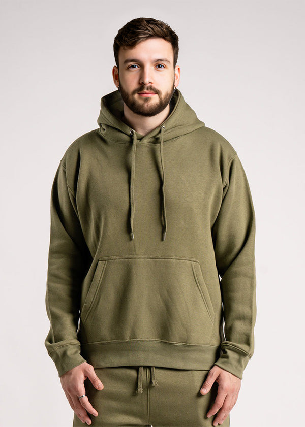 Olive Green Heavy Blend Fleece Hooded Sweatshirt