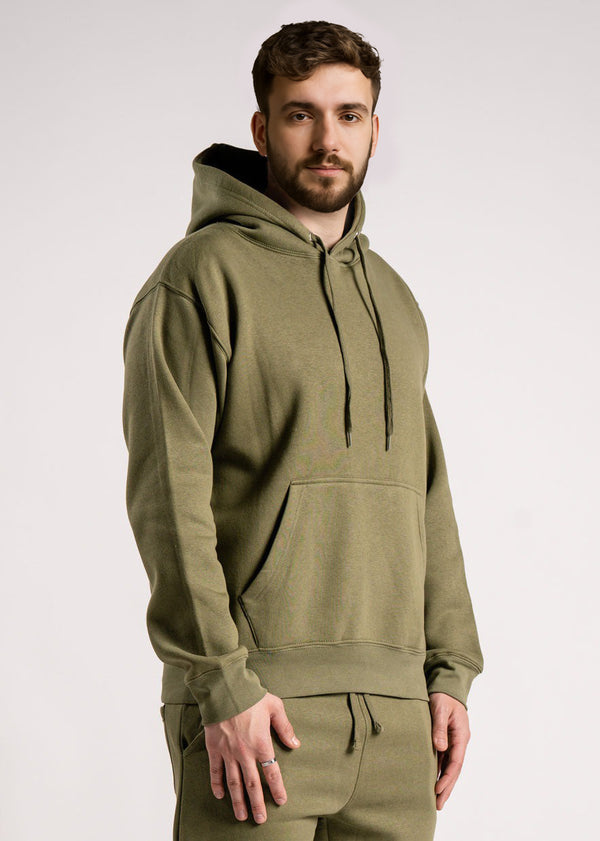 Olive Green Heavy Blend Fleece Hooded Sweatshirt