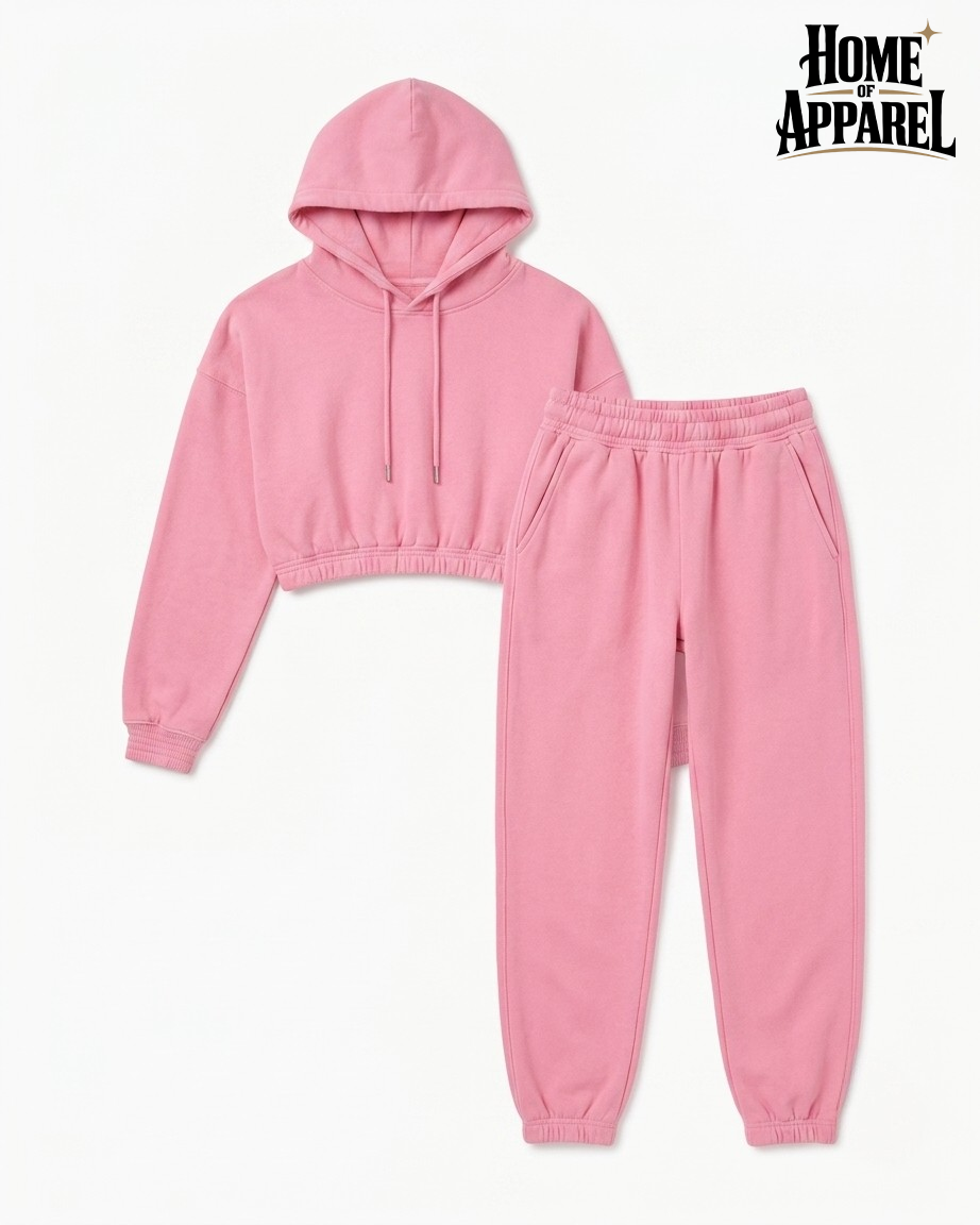 Women Fleece Crop Sweatshirt and Pants