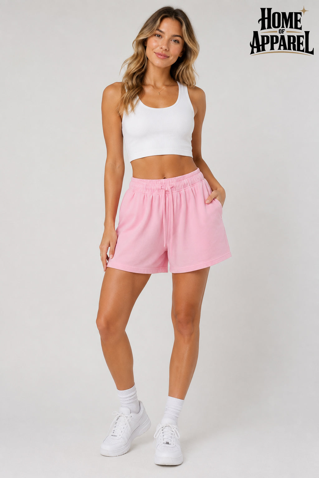 Stone-washed French terry drawstring shorts, image 12