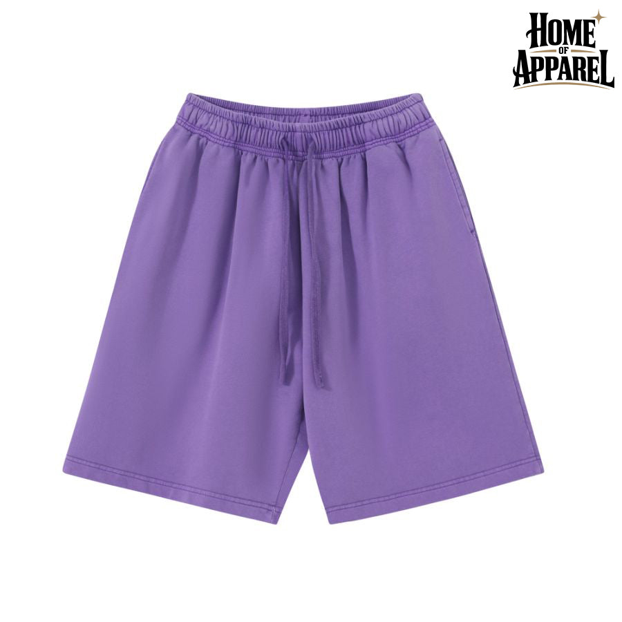 Stone-washed French terry drawstring shorts, image 7