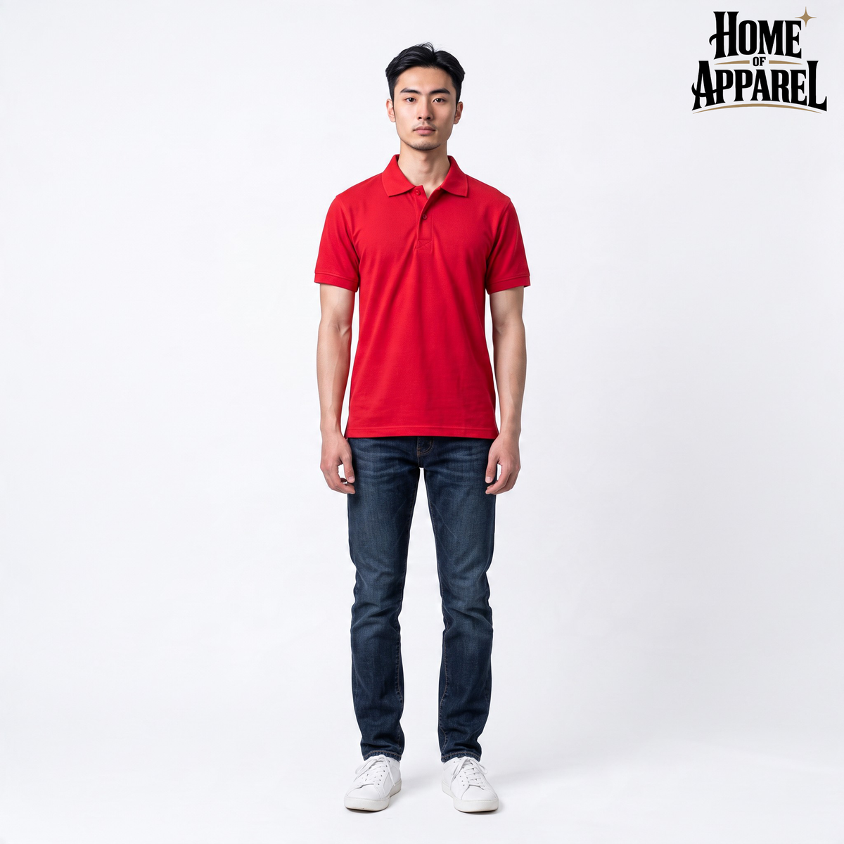 Red Custom branding pique polo shirt