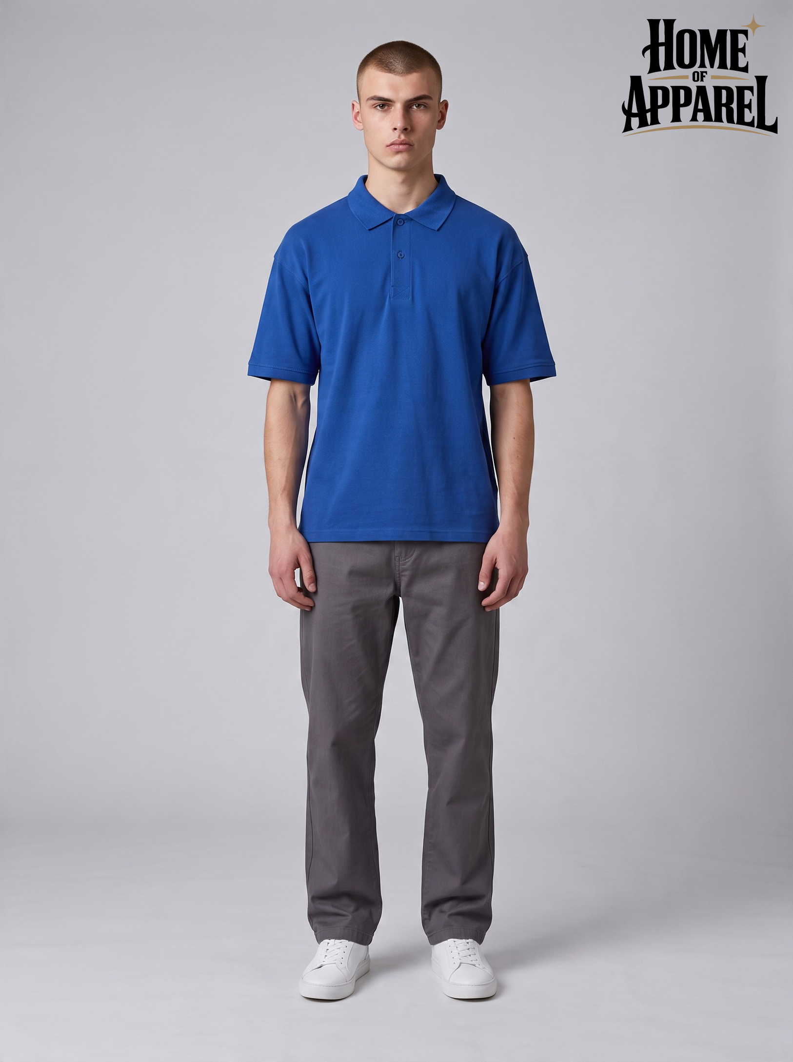 Customizable royal blue pique polo shirt for workwear