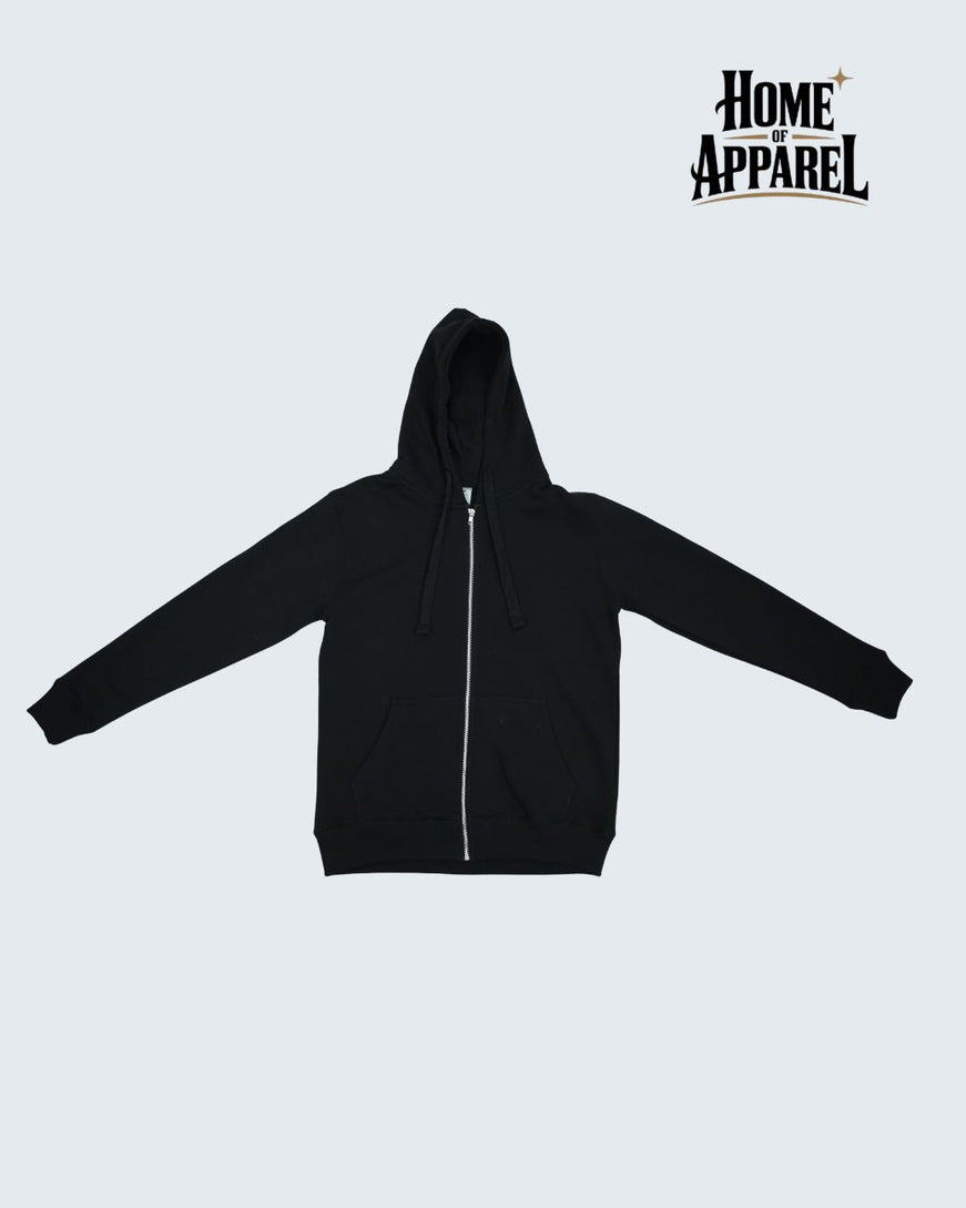 Black Full Zipper Heavy Blend Hooded Sweatshirt
