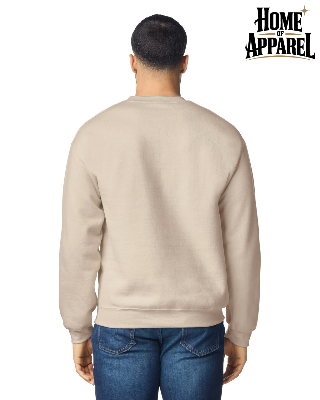 Gildan 18000 sand unisex crewneck sweatshirt, back view
