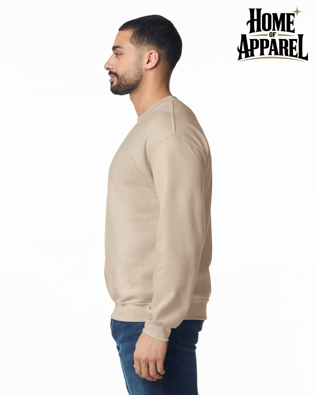 Gildan 18000 Heavy Blend sand unisex sweatshirt, side view