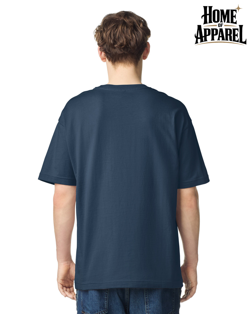 Navy Blue Unisex American Apparel Super Heavyweight Unisex T-Shirt Back View