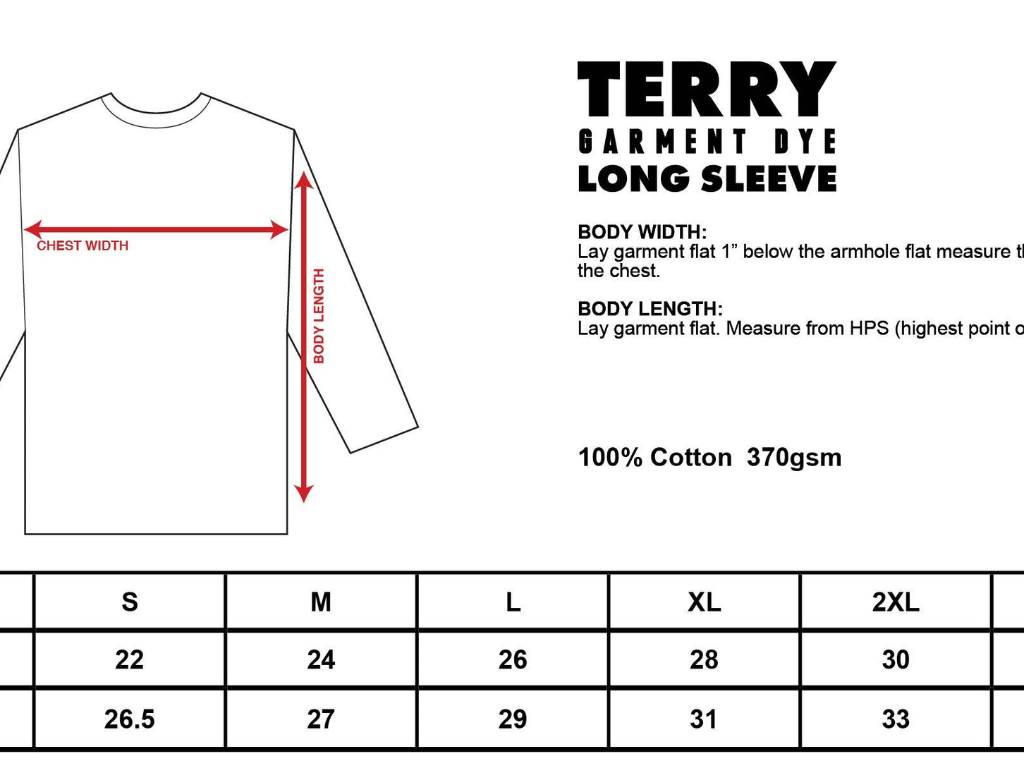 Shaka Wear Cotton Terry Garment Dye Long Sleeve