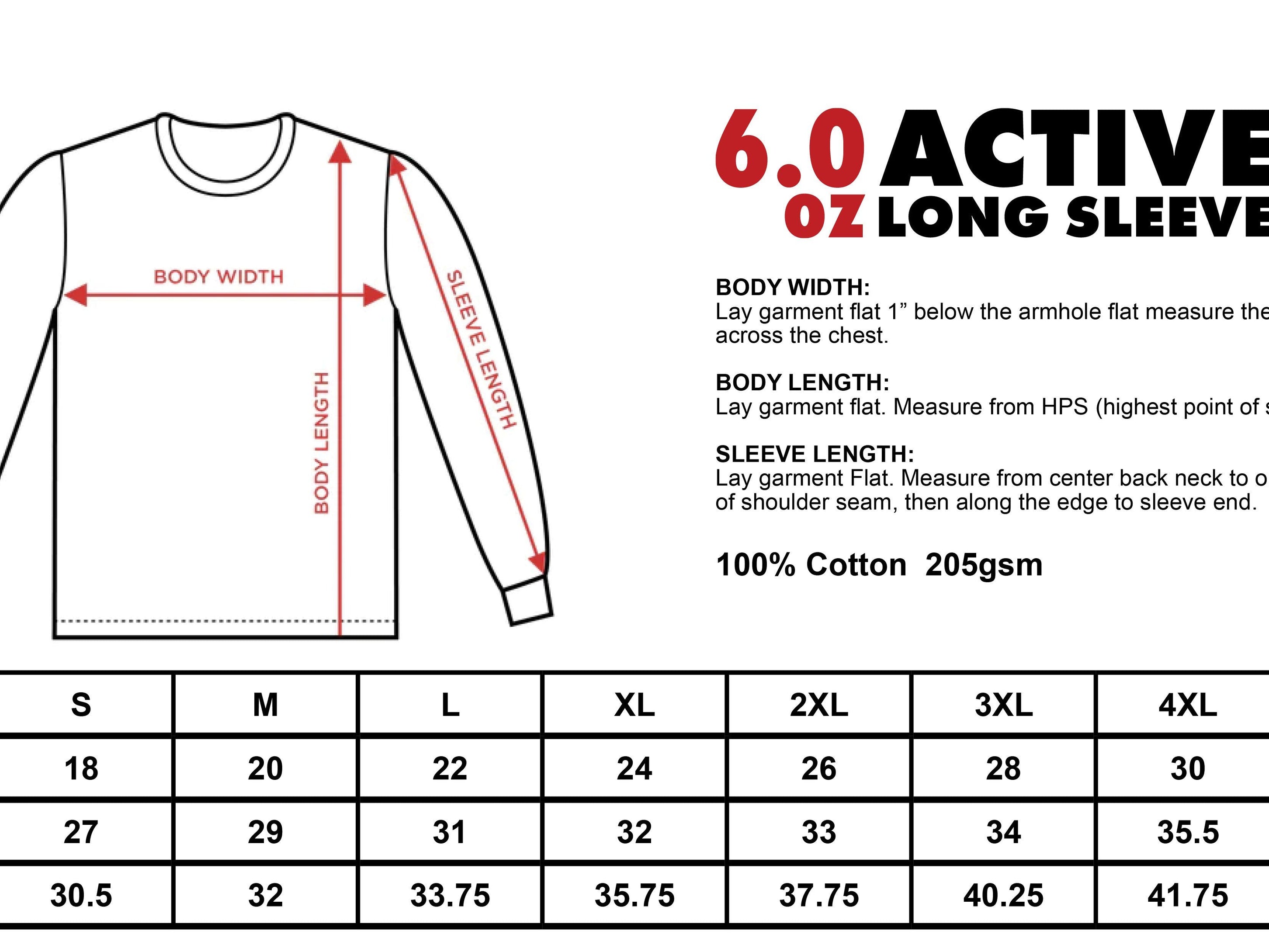 Shaka Wear Active Long Sleeve T-Shirt – Premium 6 oz Cotton Blank Tee