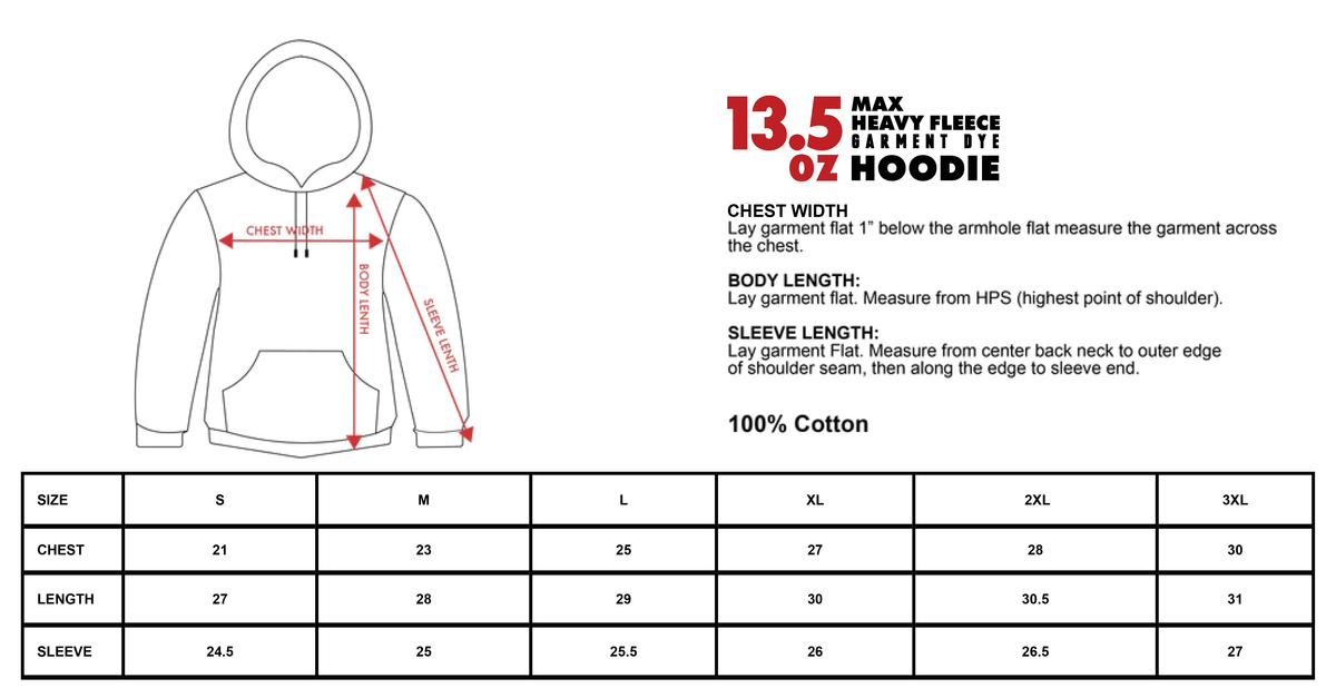Shaka Wear 13.5 oz Heavyweight Garment Dye Hoodie – Oversized Fleece Hoodie