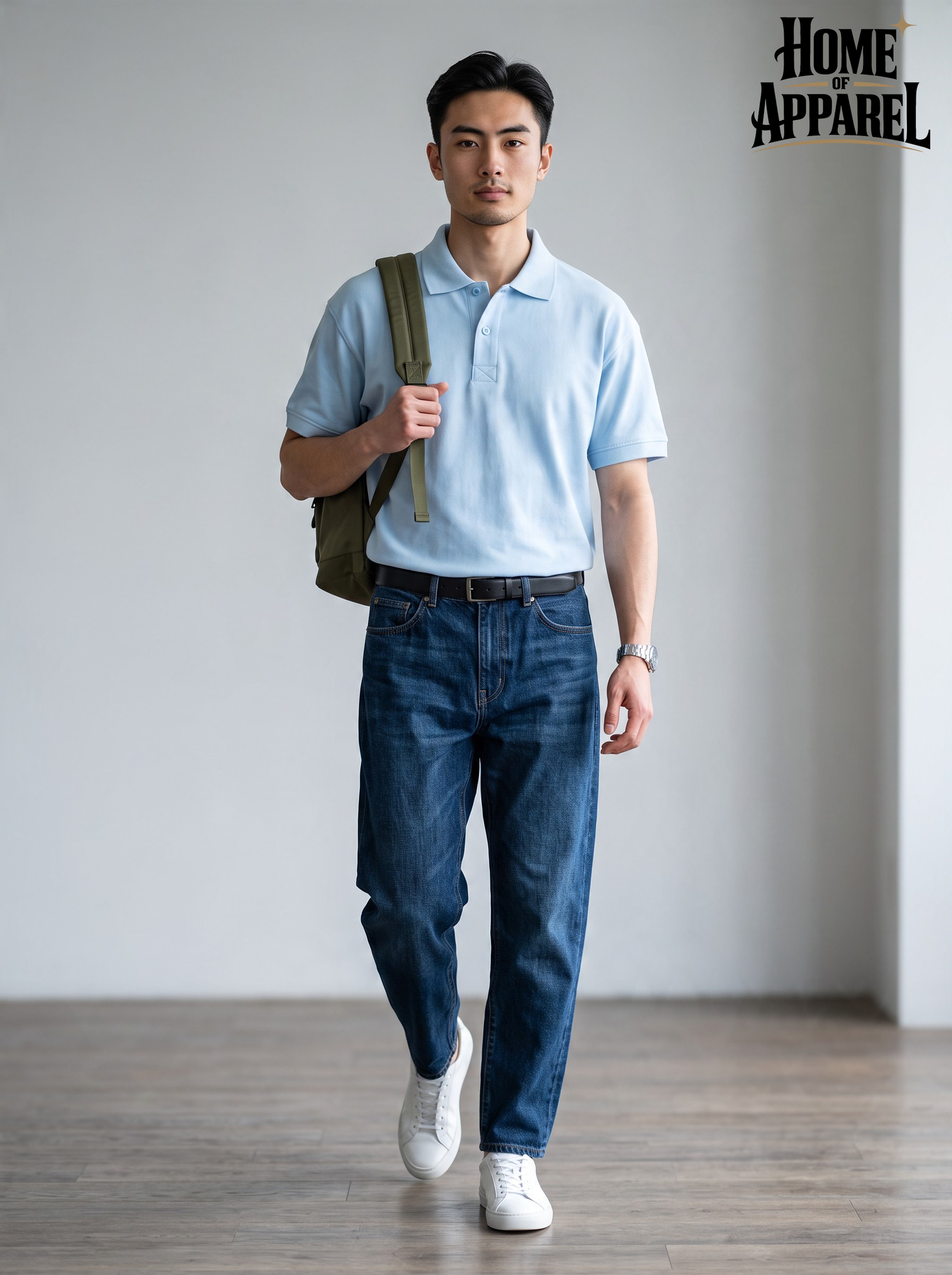 Premium pique Skyblue polo shirt front view
