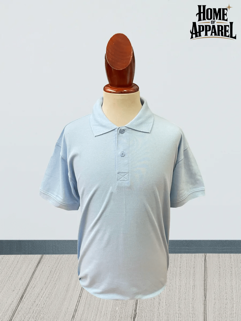 Premium Sky blue polo shirt ribbed collar detail