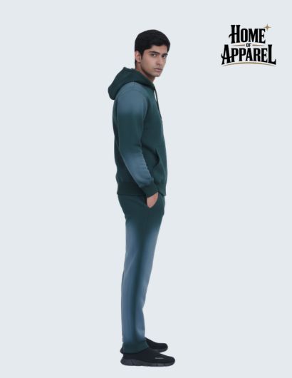 Premium Sun Faded Green Sweat Suit with Full-Zip Hoodie