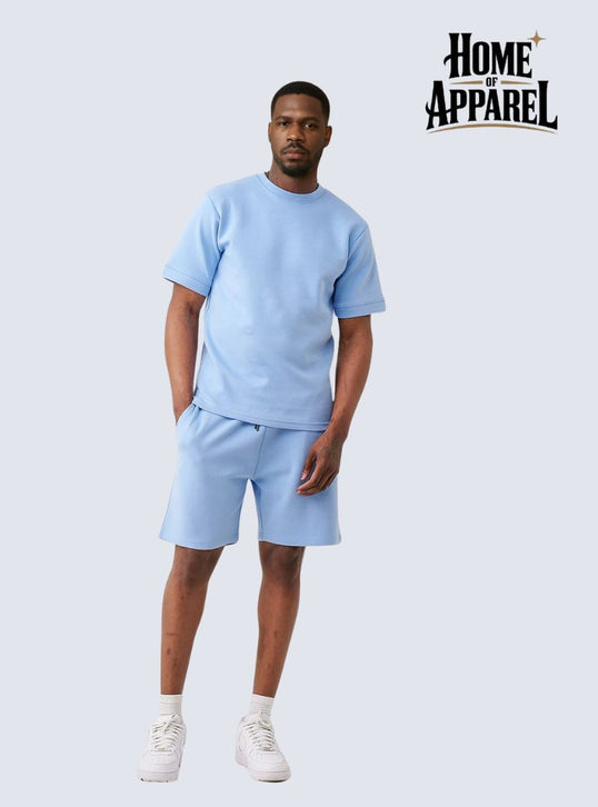 Blue Premium Tech T-Shirt Short Set