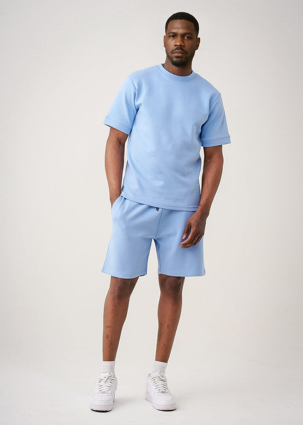 Blue Premium Tech T-Shirt Short Set