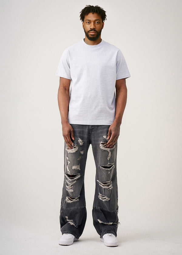 10 OZ Oversized Garment Dyed French Terry Distressed T-Shirt