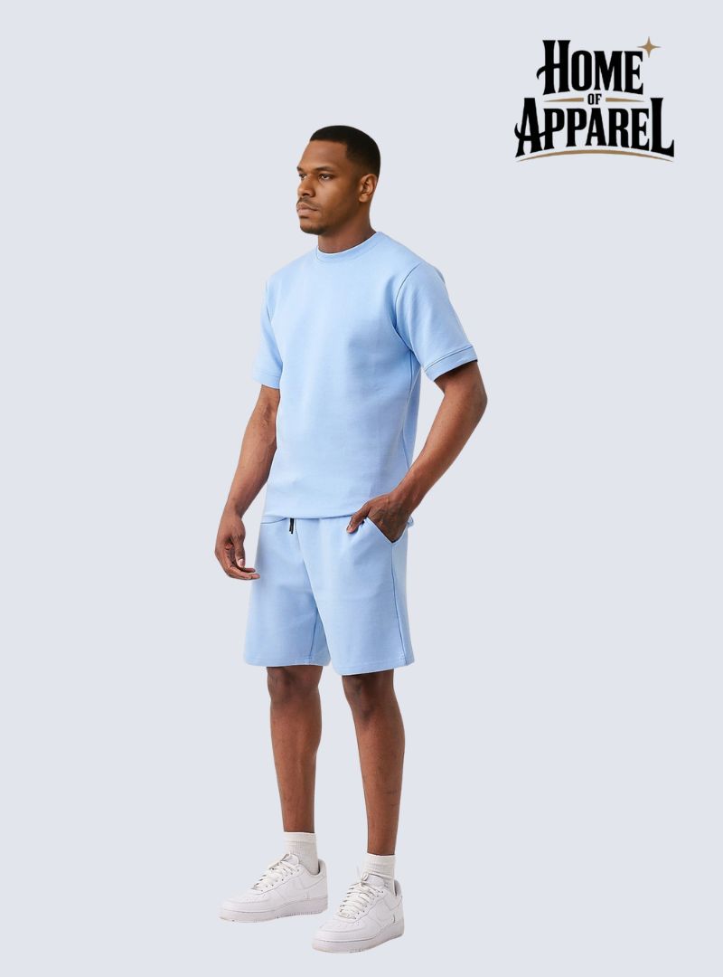 Blue Premium Tech T-Shirt Short Set