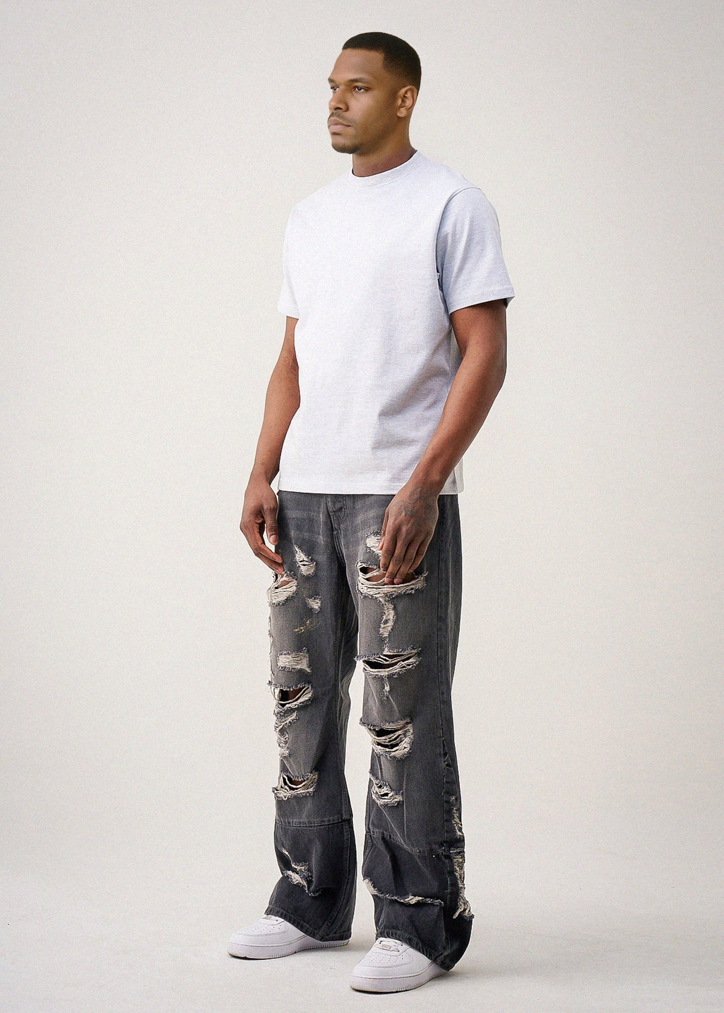 10 OZ Oversized Garment Dyed French Terry Distressed T-Shirt