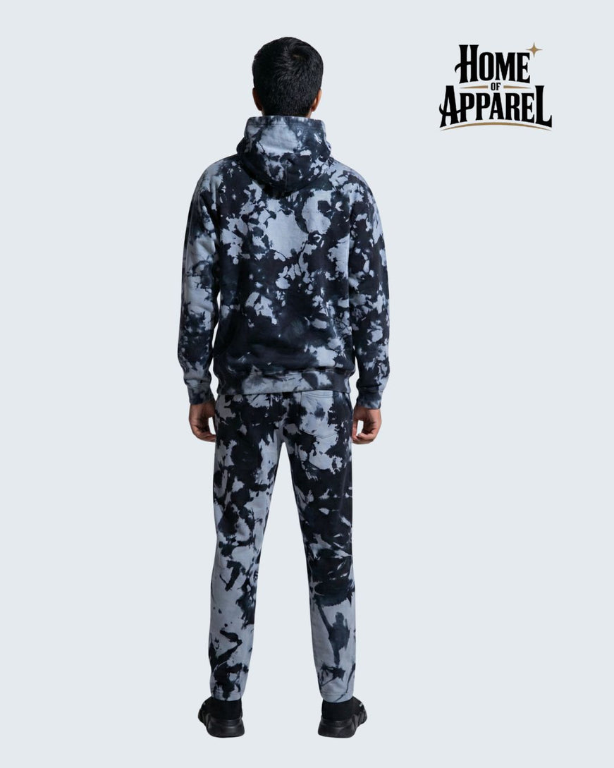 Black Tie-Dye Cotton Terry Sweat Suit