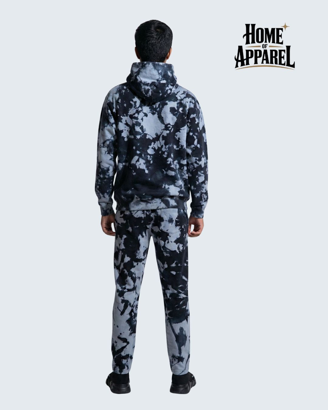 Black Tie-Dye Cotton Terry Sweat Suit