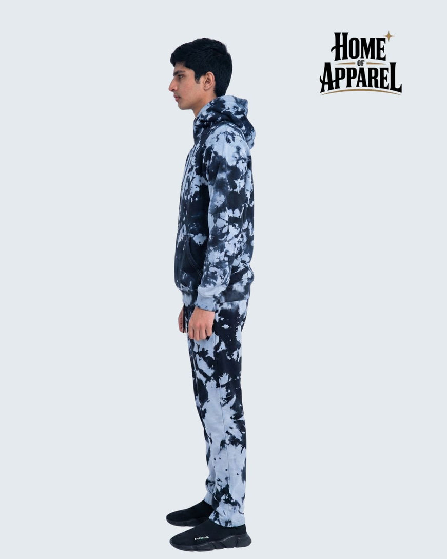 Black Tie-Dye Cotton Terry Sweat Suit