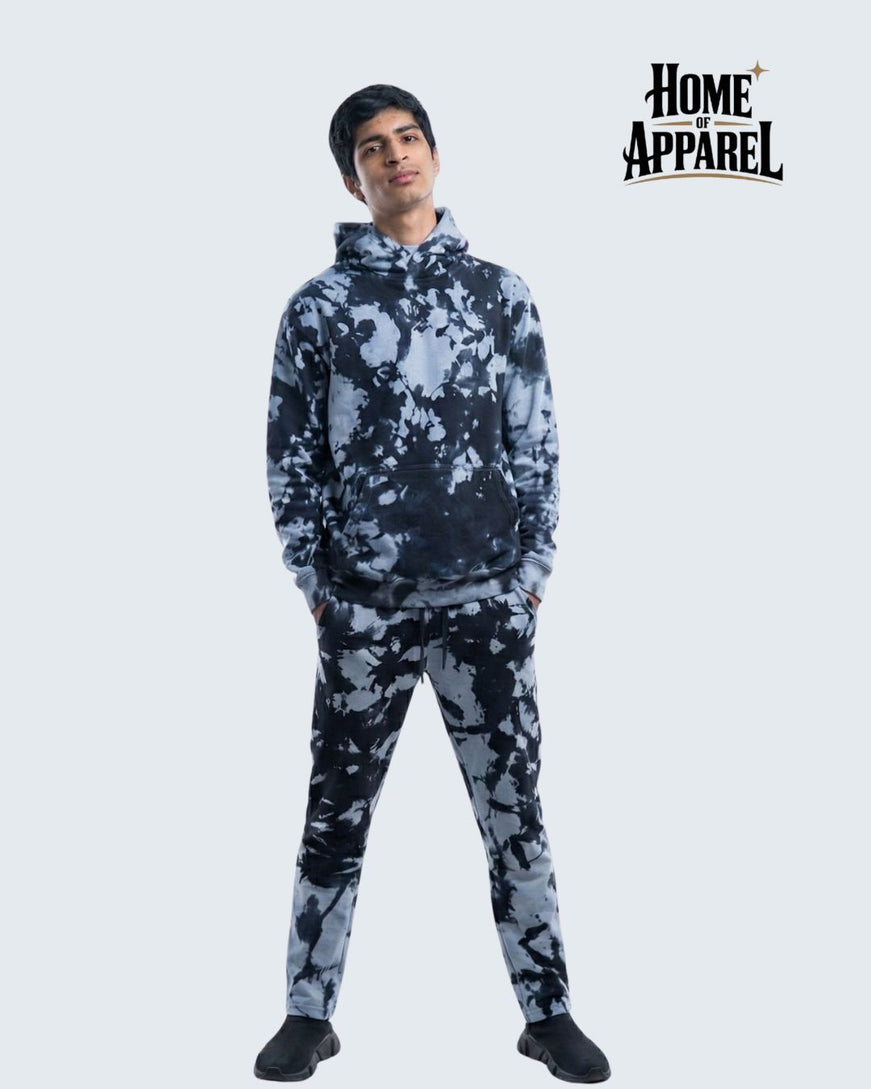 Black Tie-Dye Cotton Terry Sweat Suit