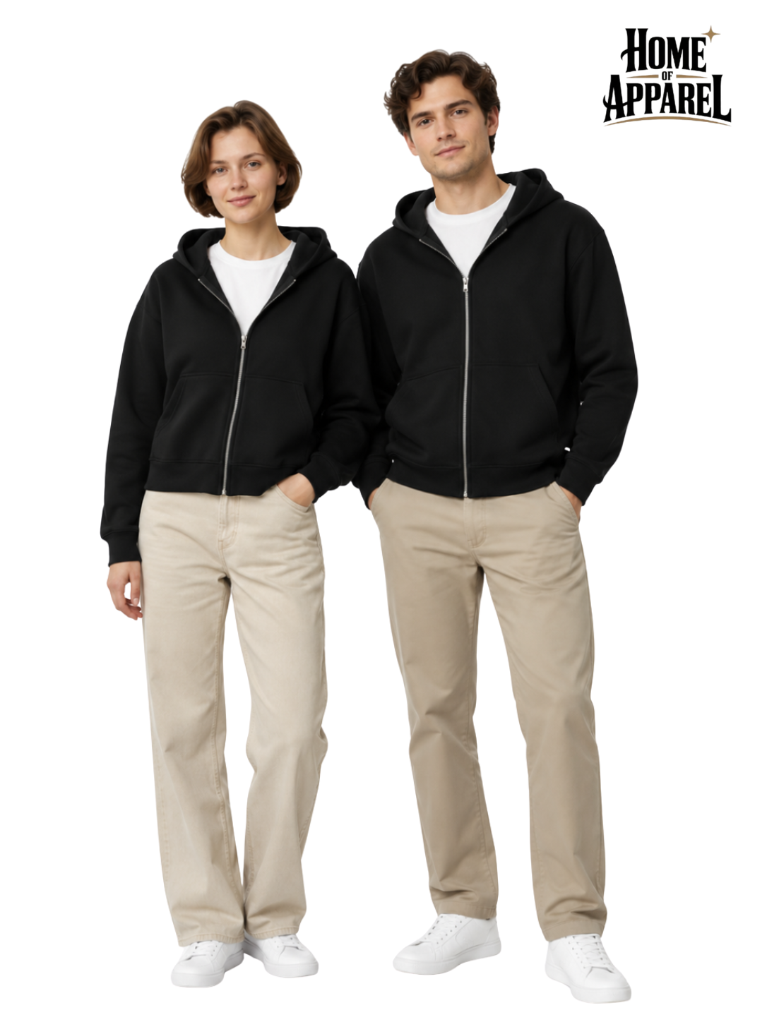 Unisex 13.5oz Black Oversized Hoodie - Cotton Fleece & Full Zipper