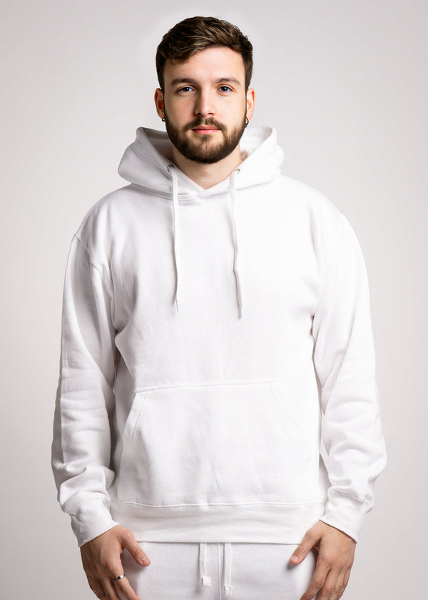 White Heavy Blend Fleece Hooded Sweatshirt