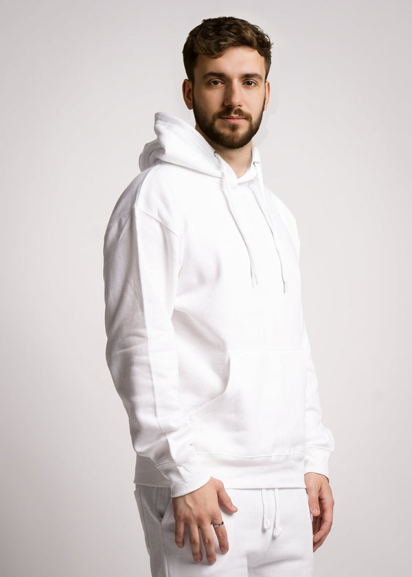 White Heavy Blend Fleece Hooded Sweatshirt
