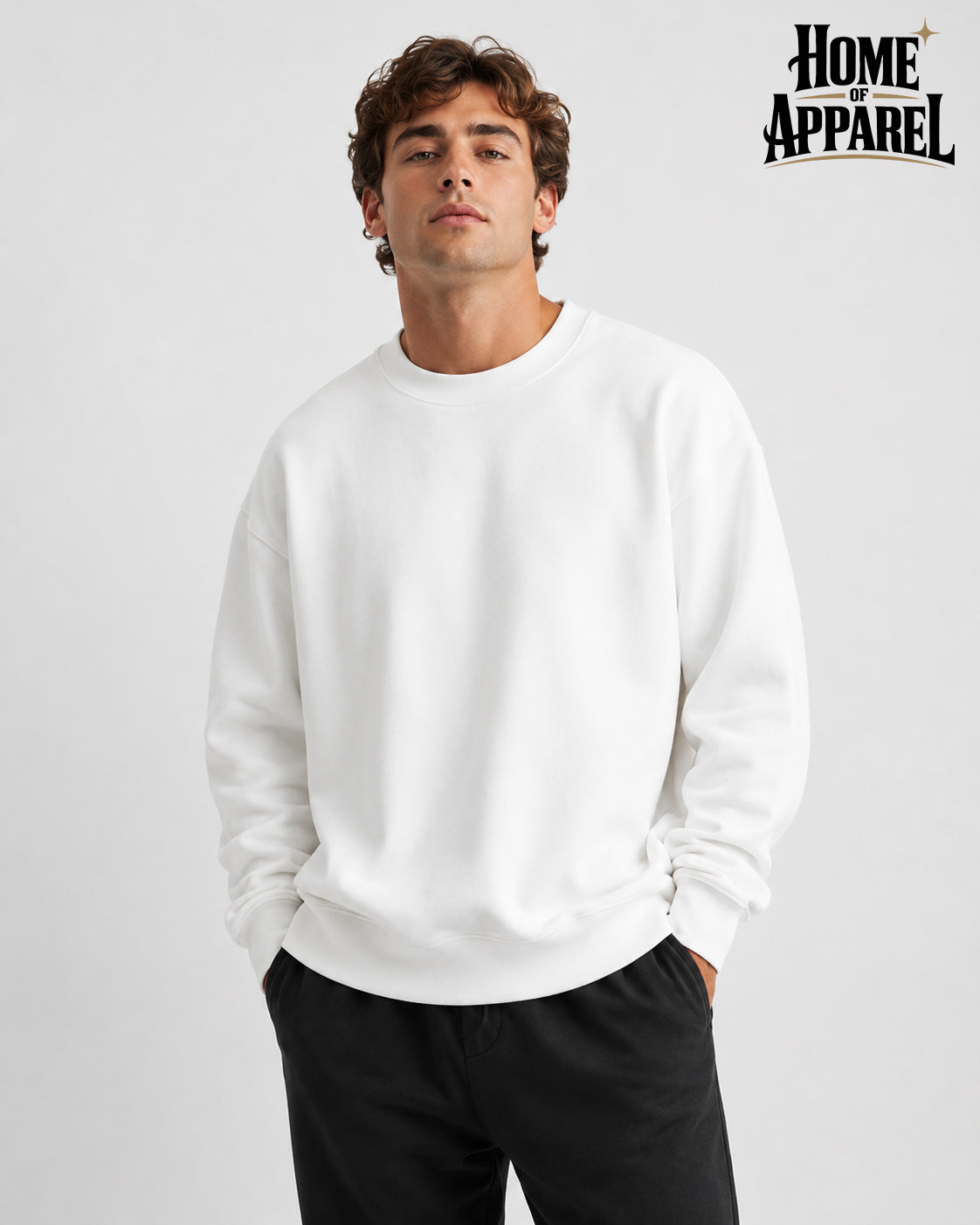 White oversized cotton terry crewneck sweatshirt