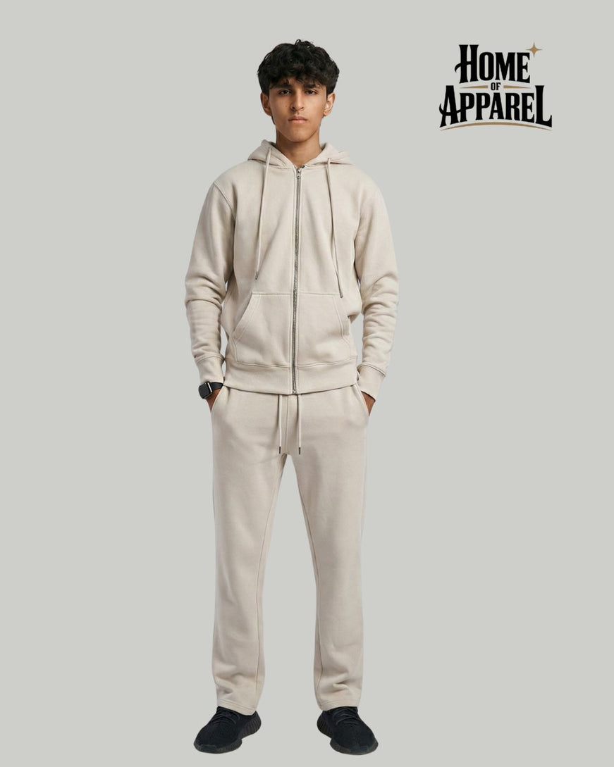 Sand Sweatsuit - Heavy Weight Cotton Fleece with Full Zipper