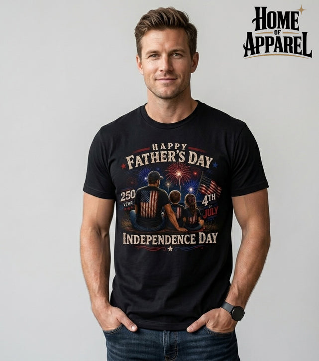 Happy Father’s Day & 4th of July Independence Day T-Shirt – 250 Years Celebration Graphic Tee