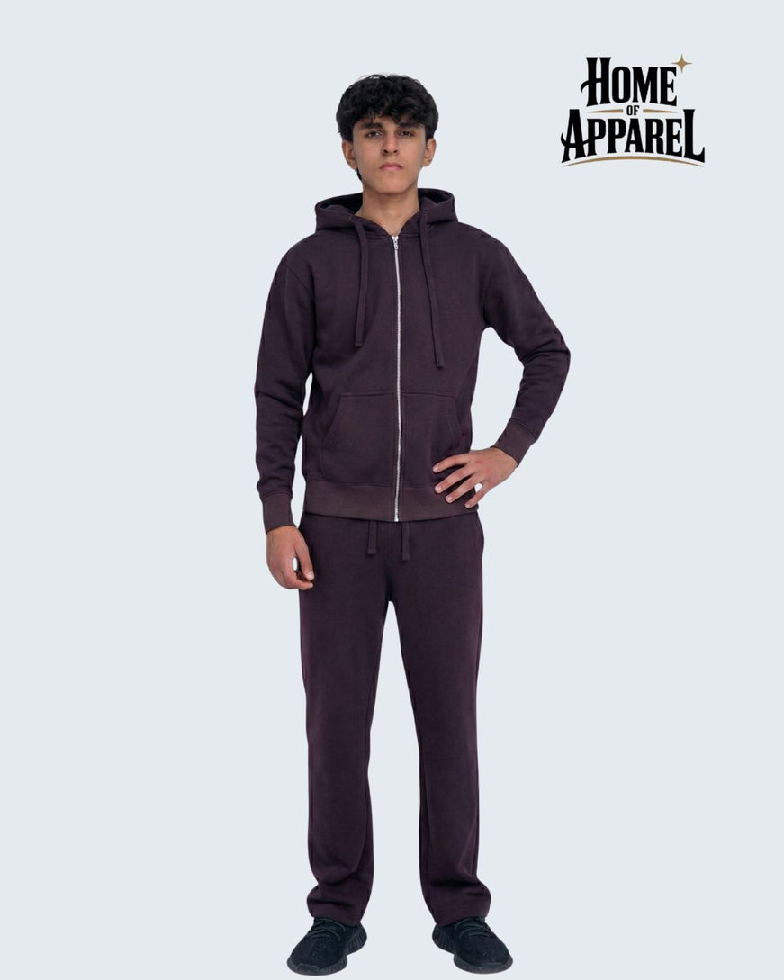 Dark Brown Sweatsuit - Full Zipper Heavy weight Cotton Fleece