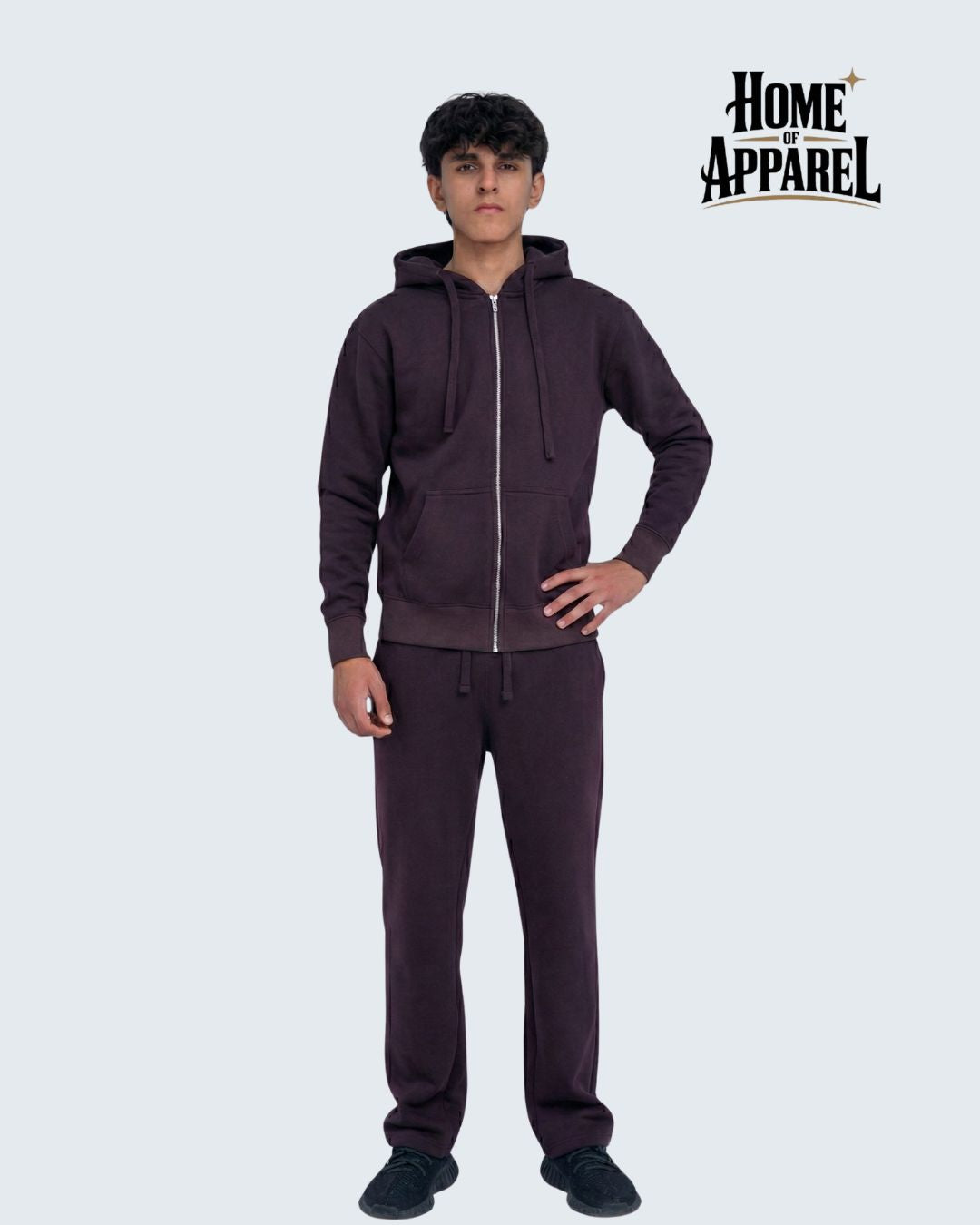 Dark Brown Sweatsuit - Full Zipper Heavy weight Cotton Fleece