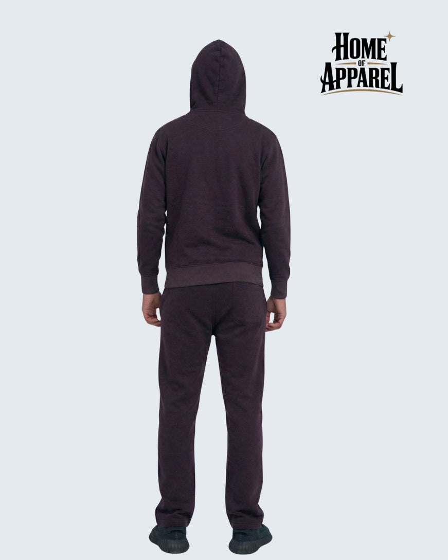 Dark Brown Sweatsuit - Full Zipper Heavy weight Cotton Fleece