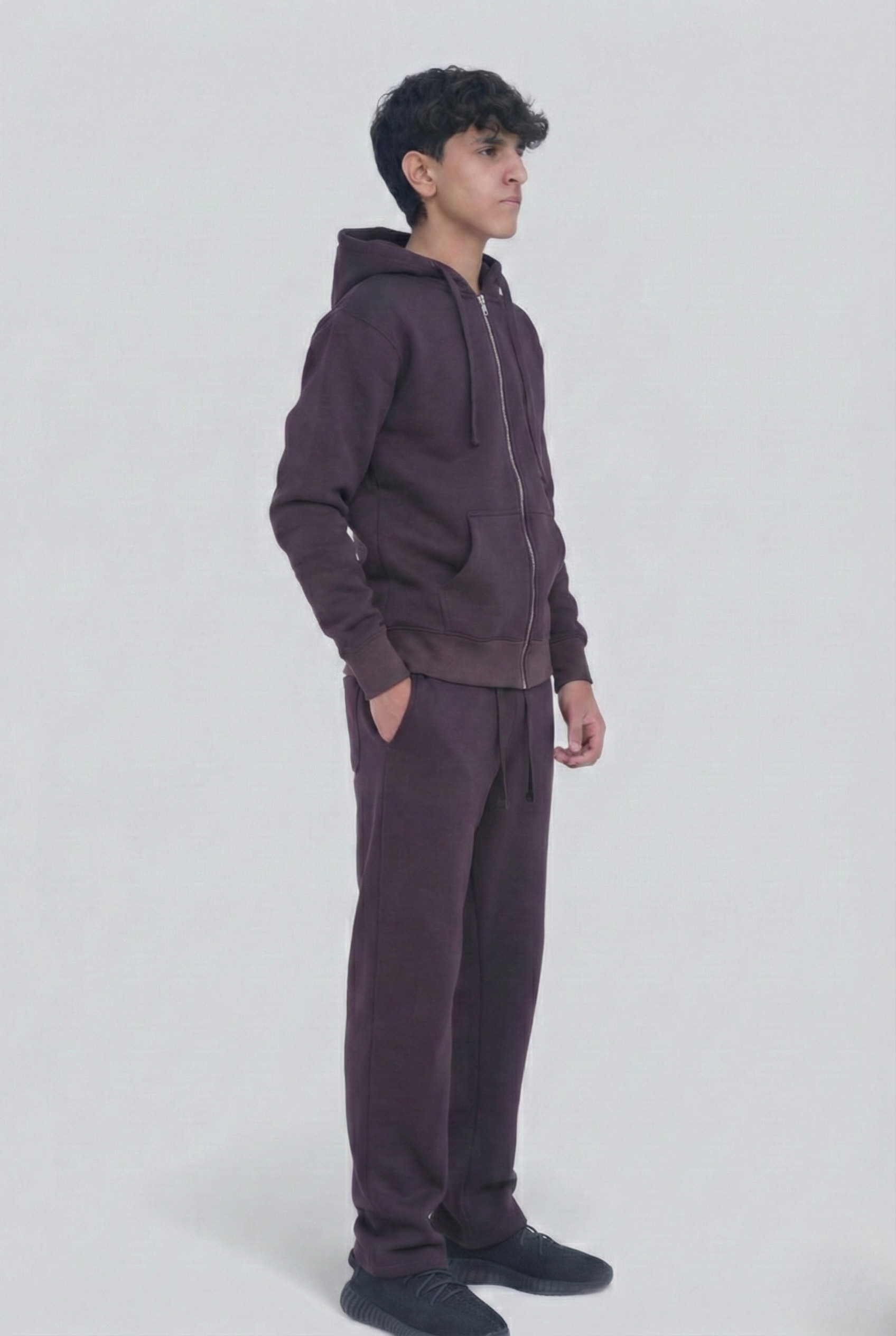 Dark Brown Sweatsuit - Full Zipper Heavy weight Cotton Fleece